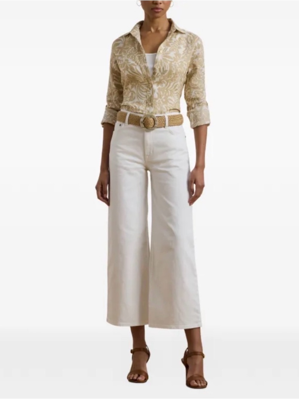 Lauren Ralph Lauren Beige Paisley Button-Down Shirt